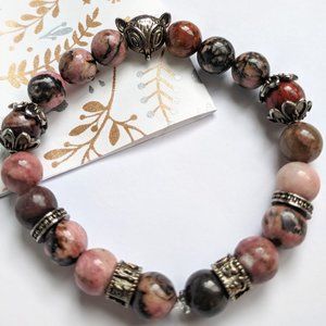 NEW unisex Rhodonite stretchable bracelet